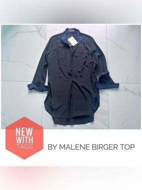 NWT By Malene Birger top size Extra Small 32 black blue blouse tunic new tags